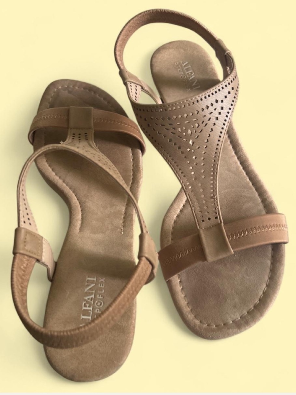 Alfani Step Flex Taupe Comfort Low Wedge Slingback Sandals Size 10